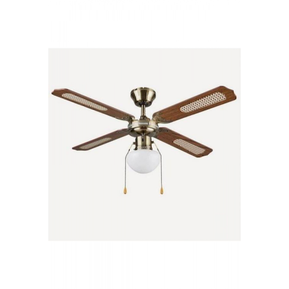 Ahşap Tavan Vantilatörü Tavan Pervanesi 4 Kanat 107cm - Renk Kahve