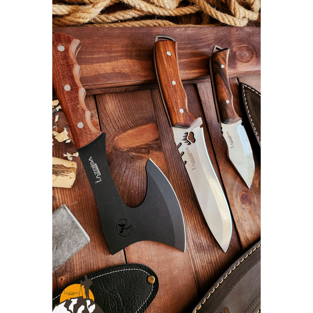 3 Lü Outdoor Balta Bıçak Seti Kamp Baltası Bıçak Bıçağı Nacak Budama Baltası Lzbltdx