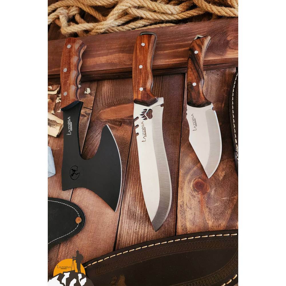 3 Lü Outdoor Balta Bıçak Seti Kamp Baltası Bıçak Bıçağı Nacak Budama Baltası Lzbltdx