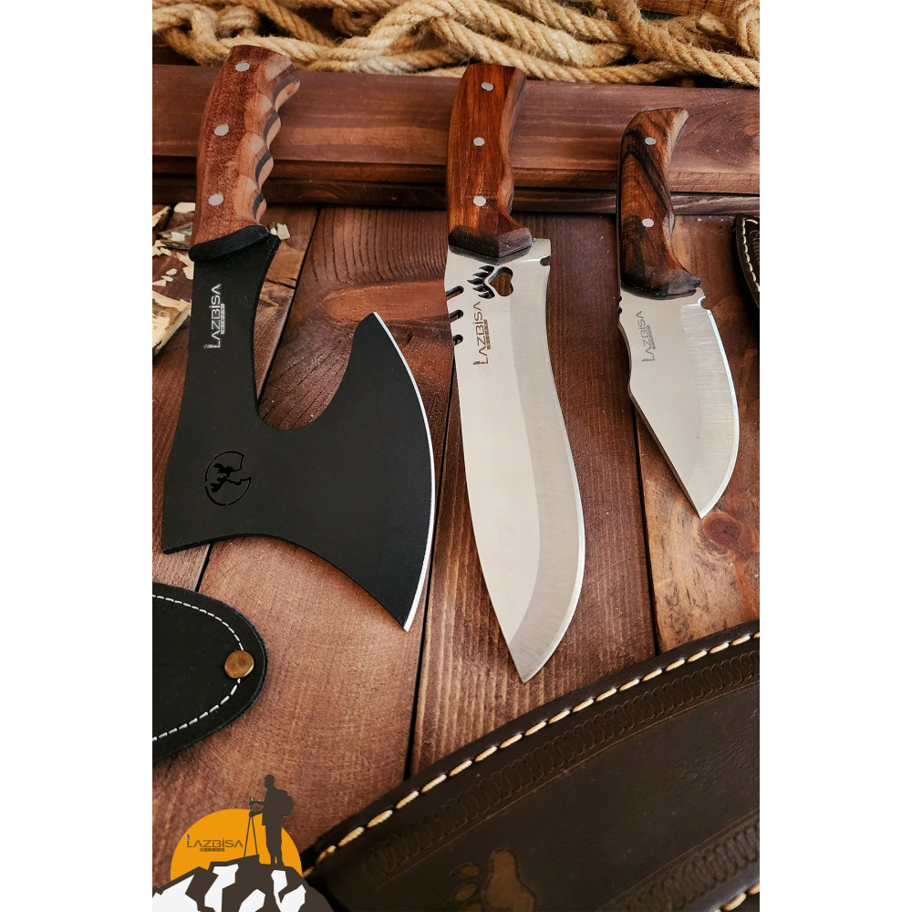 3 Lü Outdoor Balta Bıçak Seti Kamp Baltası Bıçak Bıçağı Nacak Budama Baltası Lzbltdx