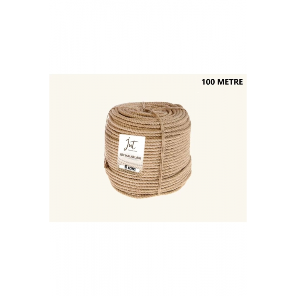 6 Mm Jüt Halat Kendir Urgan Halat Ip 100 Metre Dekoratif Halat