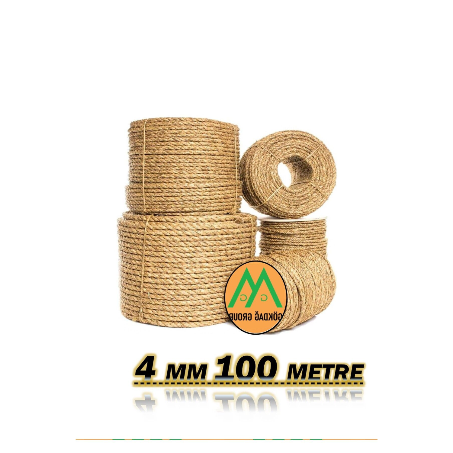 Tam Kesit 100 Metre Jüt Ip Kendir Halat 4 Mm Jut Halat-HasırIp-Kendir Ip-Salıncak Ipi 4 MM 100 METRE