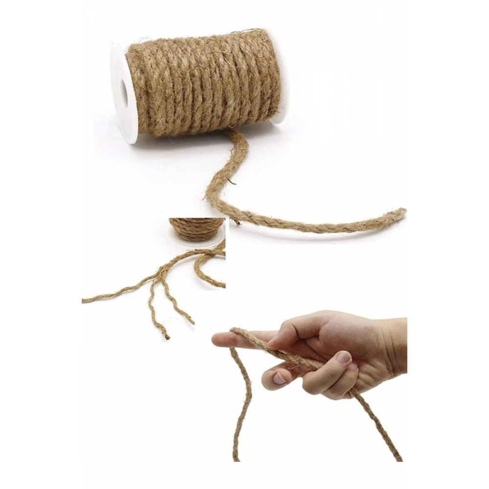 Tam Kesit 100 Metre Jüt Ip Kendir Halat 4 Mm Jut Halat-HasırIp-Kendir Ip-Salıncak Ipi 4 MM 100 METRE