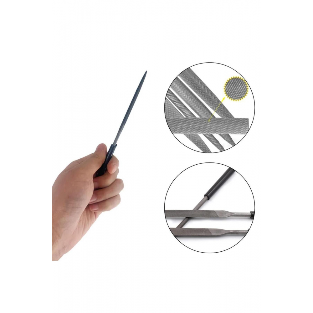 6 Parça Mini Eğe İğne Model Demir Ahşap Metal Törpü Eğe 18 cm