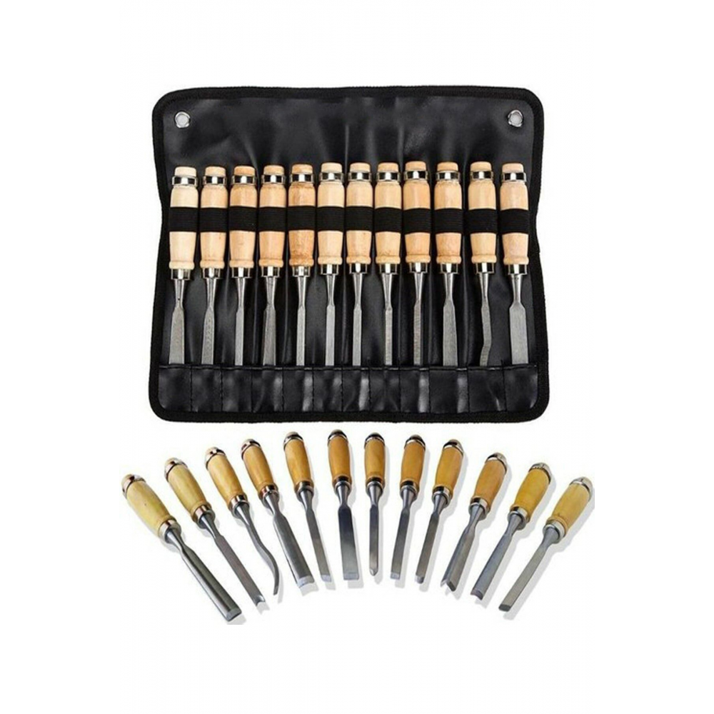 12li Profesyonel Iskarpela Ahşap Oyma Keski Iskarpela Seti Marangoz Takımı