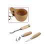 Ahşap Oyma Bıçak Alet Seti Kaşık Kuksa Oval Düz Oyma Yontma Bıçağı 3 Parçalı Set