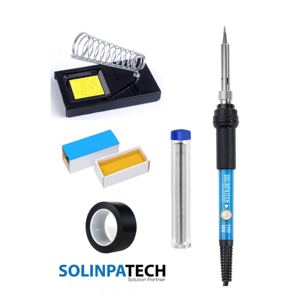 60w Sıcaklık Ayarlanabilir Seramik Rezistörlü Havya Lehim Makinası, Standı, Lehim, Bant Ve Pasta