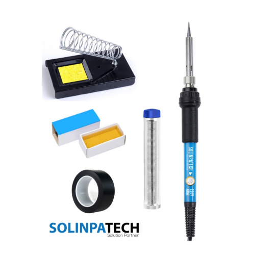 60w Sıcaklık Ayarlanabilir Seramik Rezistörlü Havya Lehim Makinası, Standı, Lehim, Bant Ve Pasta