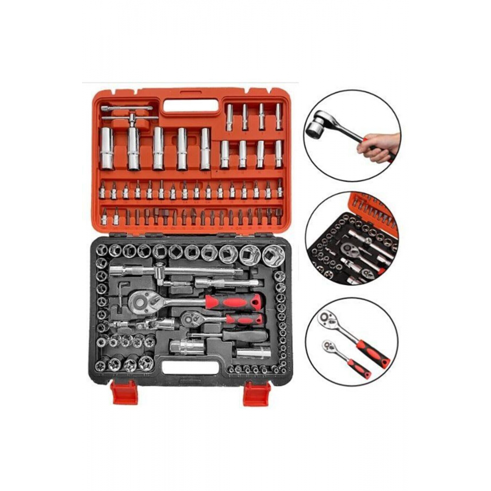 108 Pcs Crv Çeliği Profesyonel Parlak Lokma Takımı 1/2-1/4 (108 Parça)