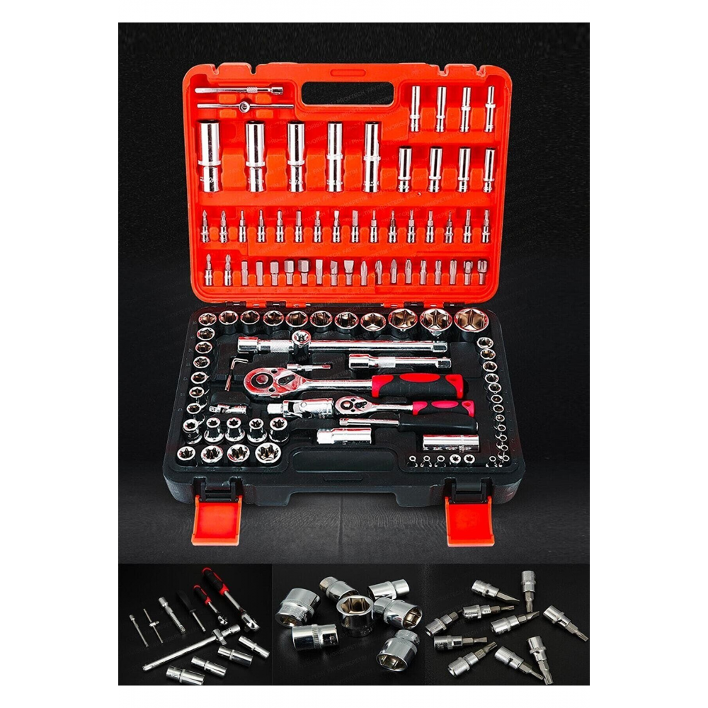 108 Pcs Crv Çeliği Profesyonel Parlak Lokma Takımı 1/2-1/4 (108 Parça)