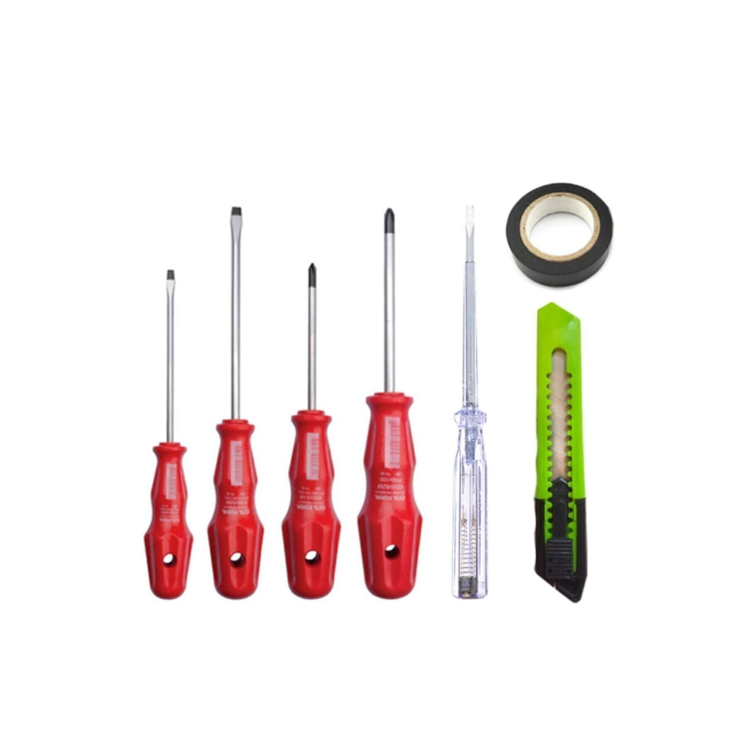 7 Parça Tamir Seti / 4'lü Tornavida Seti Kontrol Kalemi Maket Bıçağı Elektrik Bandı