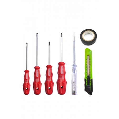 7 Parça Tamir Seti / 4'lü Tornavida Seti Kontrol Kalemi Maket Bıçağı Elektrik Bandı