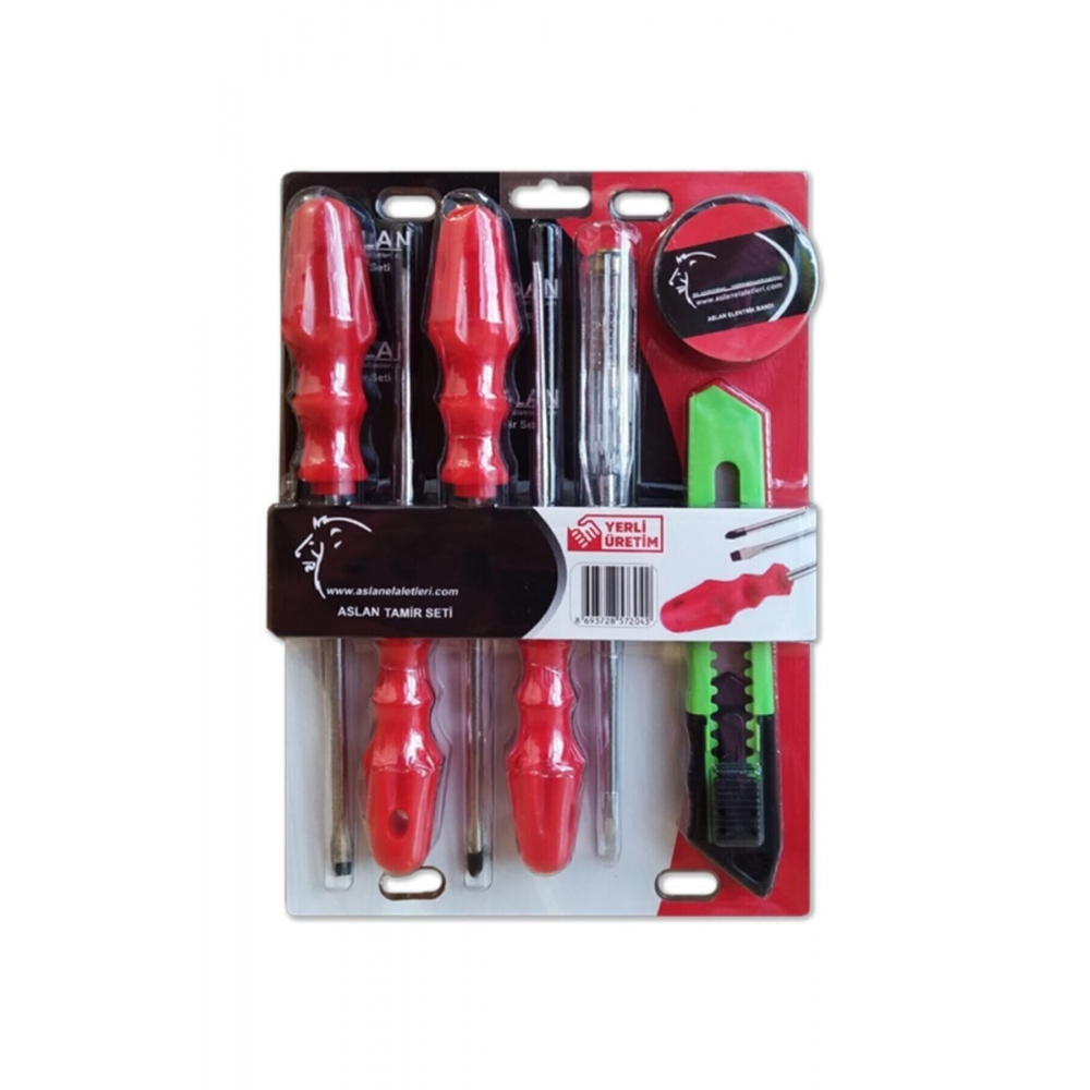 7 Parça Tamir Seti / 4'lü Tornavida Seti Kontrol Kalemi Maket Bıçağı Elektrik Bandı