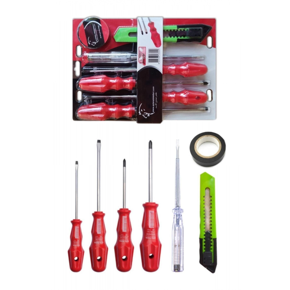 7 Parça Tamir Seti / 4'lü Tornavida Seti Kontrol Kalemi Maket Bıçağı Elektrik Bandı