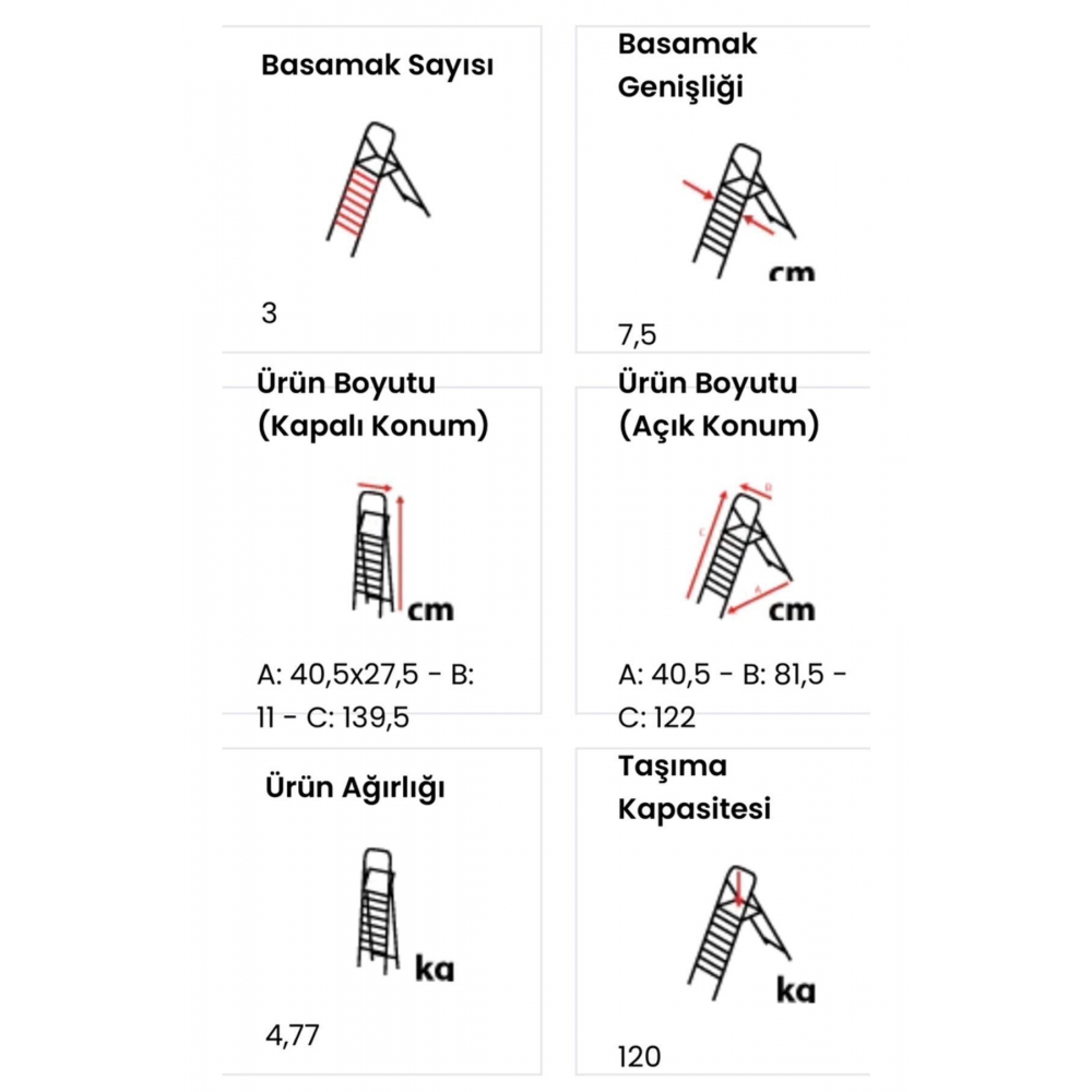 Merdiven (3+1, 4+1, 5+1, 6+1, 7+1, 8+1 Basamaklı)