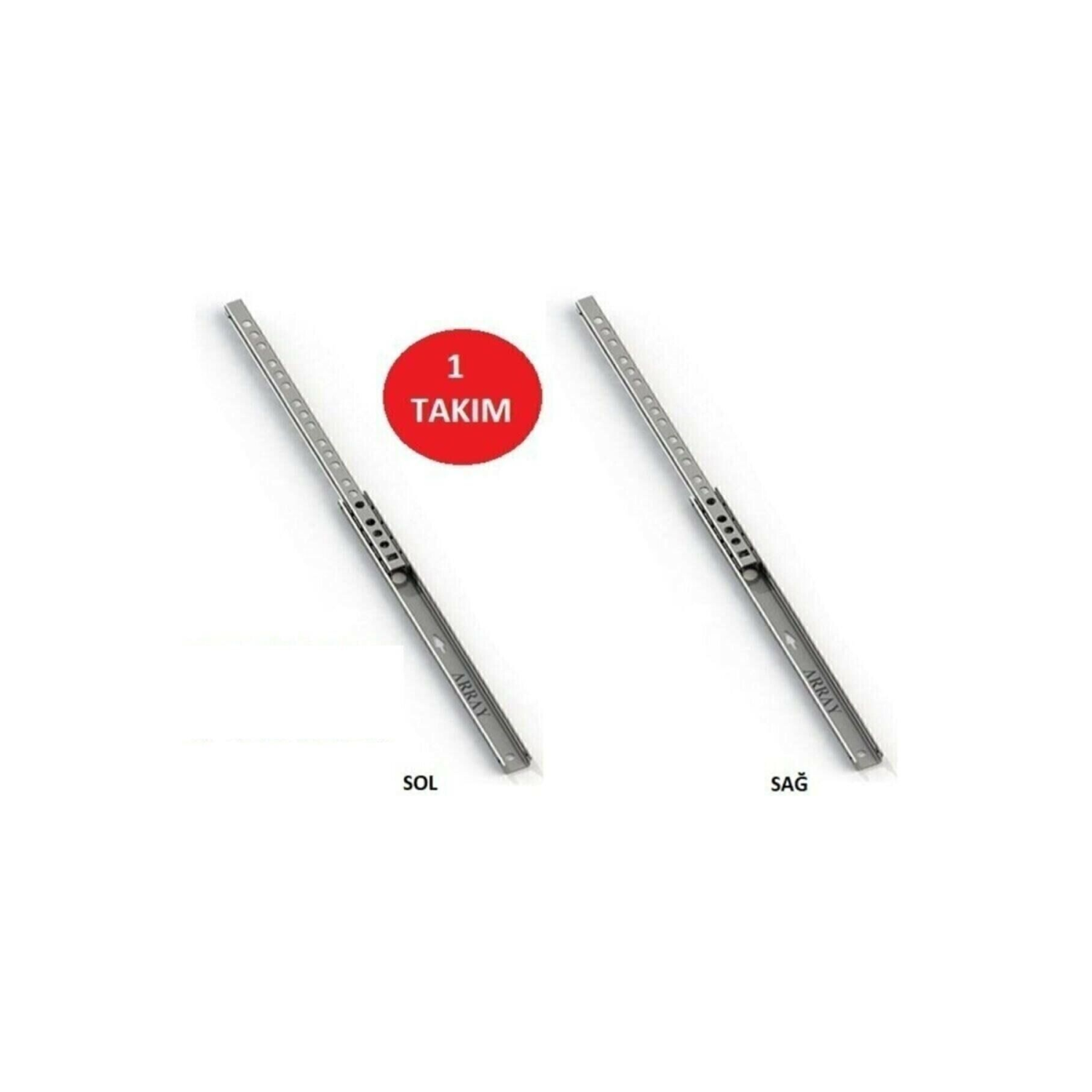 17mm 35cm Teleskopik Ray Çekmece Kızağı Çekmece Rayı (17X342) Vida Dahil