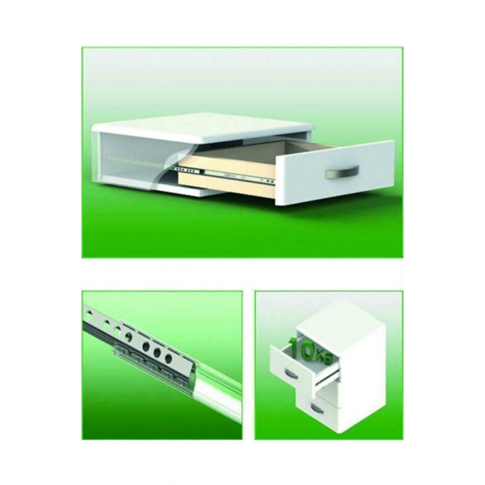 17mm 35cm Teleskopik Ray Çekmece Kızağı Çekmece Rayı (17X342) Vida Dahil