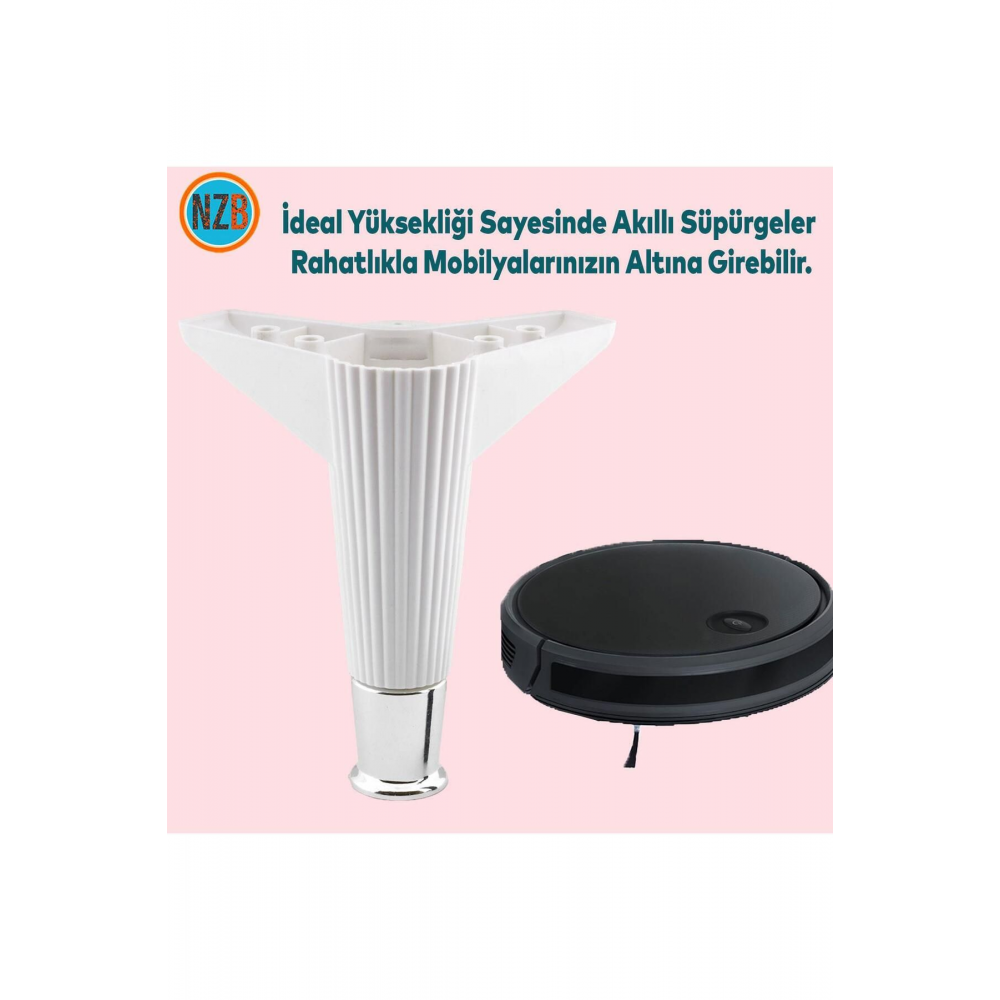 Mobilya Takımı Kanepe Çekyat Sehpa TV Ünitesi Koltuk Ayağı Baza Ayakları Beyaz Krom 15 cm