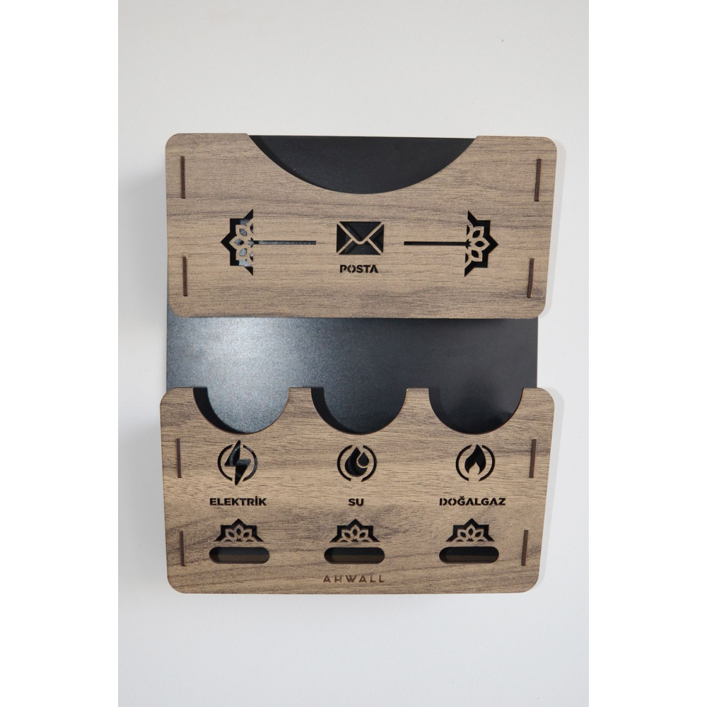 Apartman Ortak Fatura & Posta Kutusu Ahşap Mdf Siyah - Ahşap Renkli