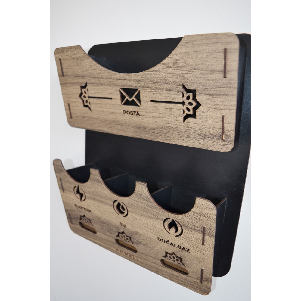 Apartman Ortak Fatura & Posta Kutusu Ahşap Mdf Siyah - Ahşap Renkli