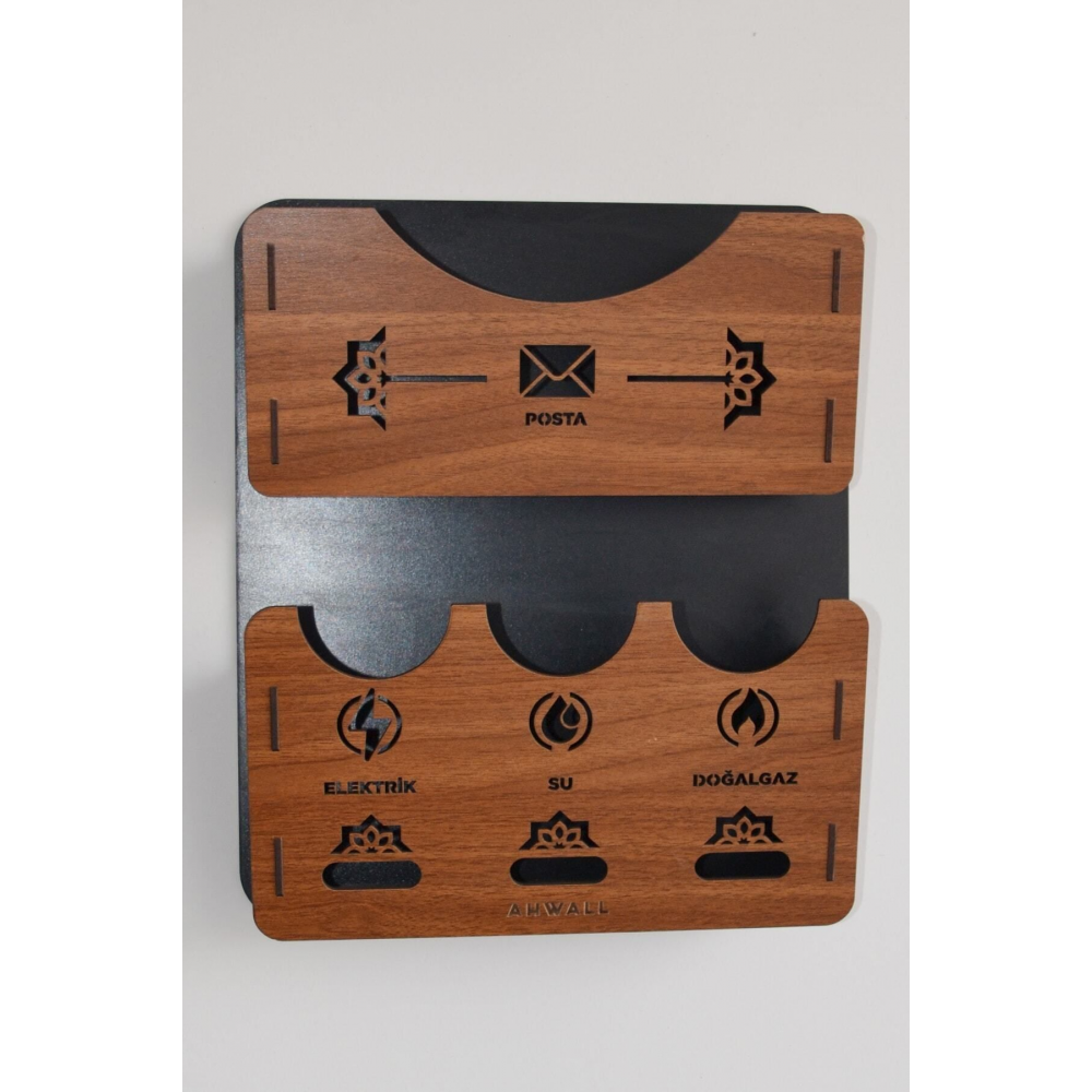 Apartman Ortak Fatura & Posta Kutusu Ahşap Mdf Siyah - Kiraz