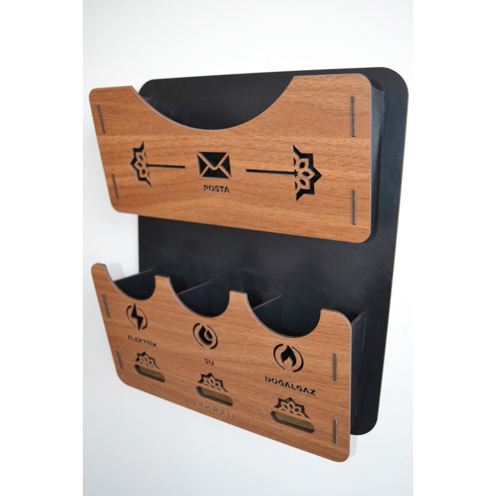 Apartman Ortak Fatura & Posta Kutusu Ahşap Mdf Siyah - Kiraz