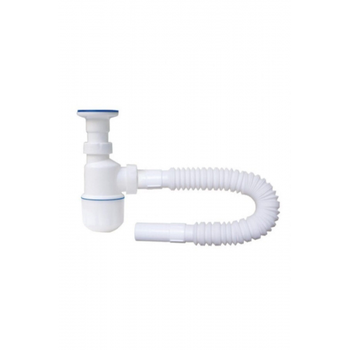 Körüklü Tahliye Taslı Lavabo Evye Sifonu - Depolu Lavabo Evye Gider Borusu 75 Cm Gırtlak