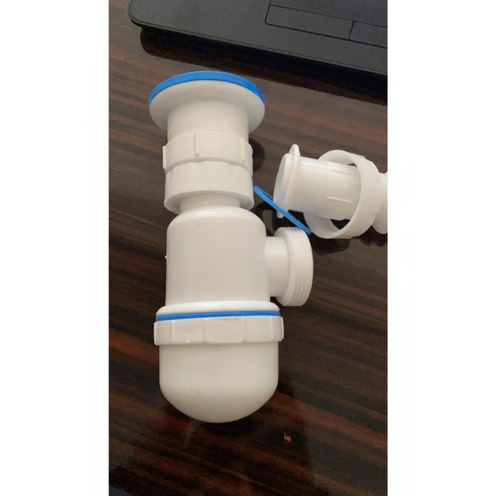 Körüklü Tahliye Taslı Lavabo Evye Sifonu - Depolu Lavabo Evye Gider Borusu 75 Cm Gırtlak