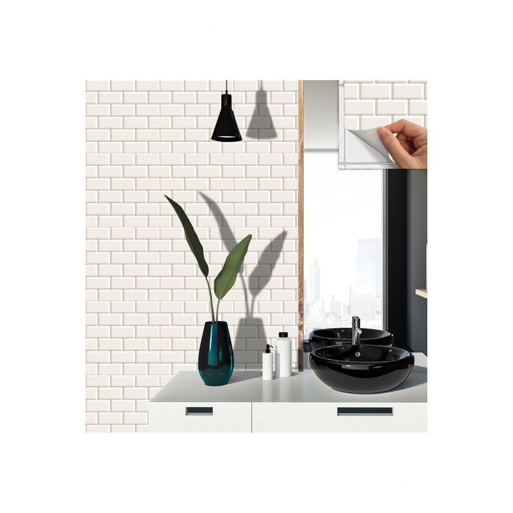 Kendinden Yapışkanlı Metro Karo Desenli Silinebilir Pvc Karo 30x30 Cm (11 ADET) 1m2