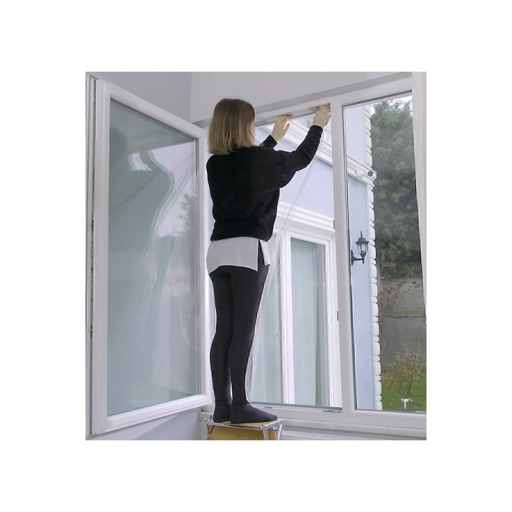 Pencere Sineklik Sinek Tülü Böcek Tutucu 150x100 Cm 5 Metre Özel Kesim Çift Taraflı Bant