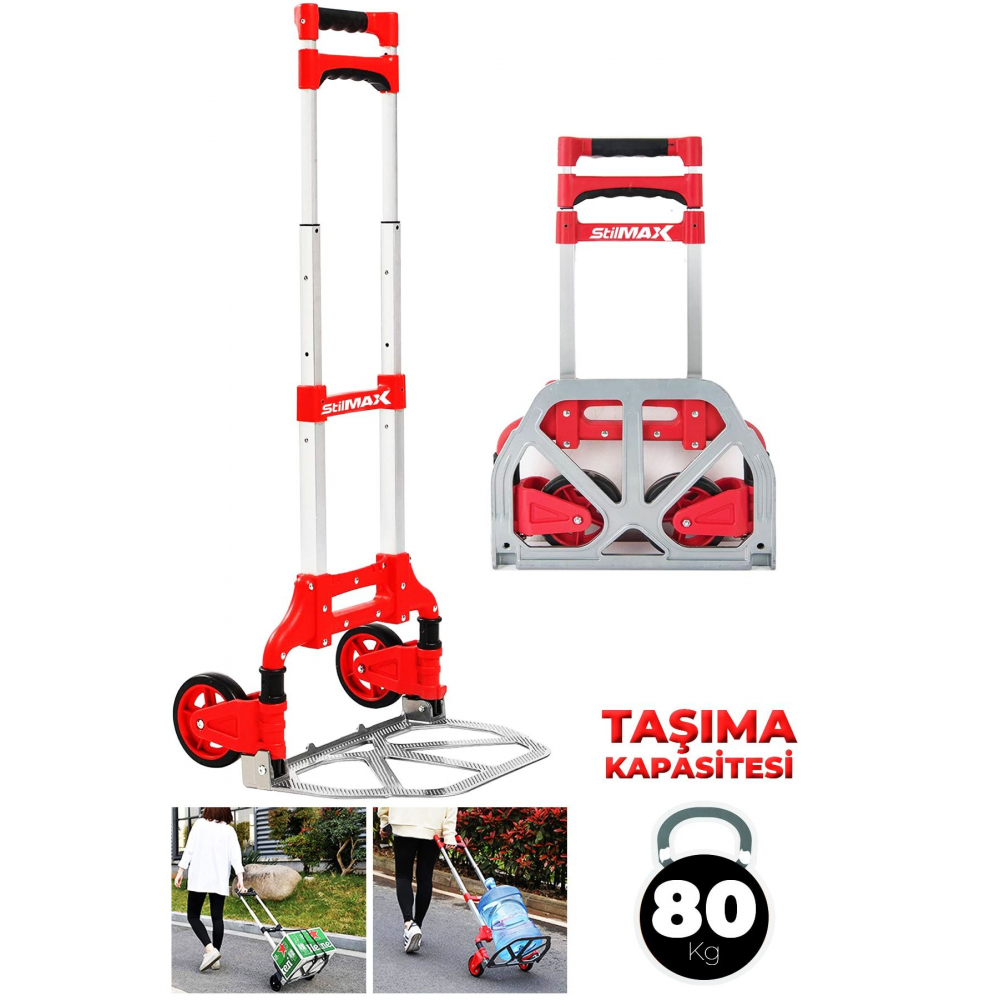 Stm80eb 80kg Kapasiteli Teleskopik, Katlanır El Arabası Koli Yük Paket Taşıma El Arabası 80kg