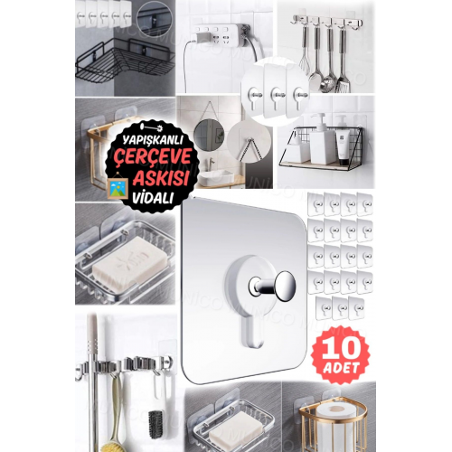 10 Adet İz Bırakmayan Vida Çıkartması Elbise Askısı Rafı Takı Askısı Çıkartmaları Havlu Kancası Çivi