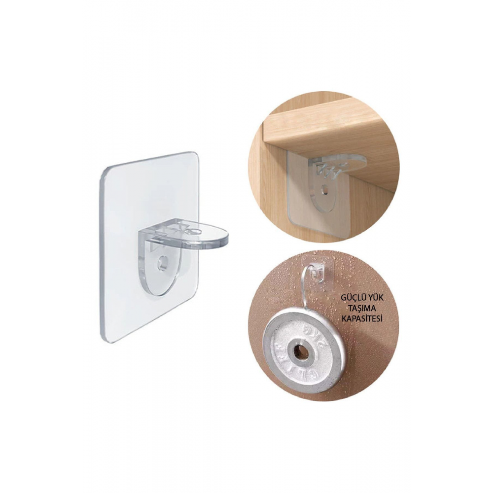 Raf Tutucu Dolap Içi Raf Ayırıcı Raf Destekleyici Yapışkan Pratik Raf Tutucu Portatif Menteşe 4 Adet