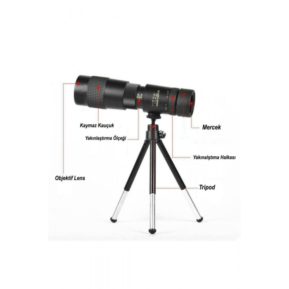 10-300x40 Zoom Monoküler Teleskop Dürbün Telefon Tutuculu