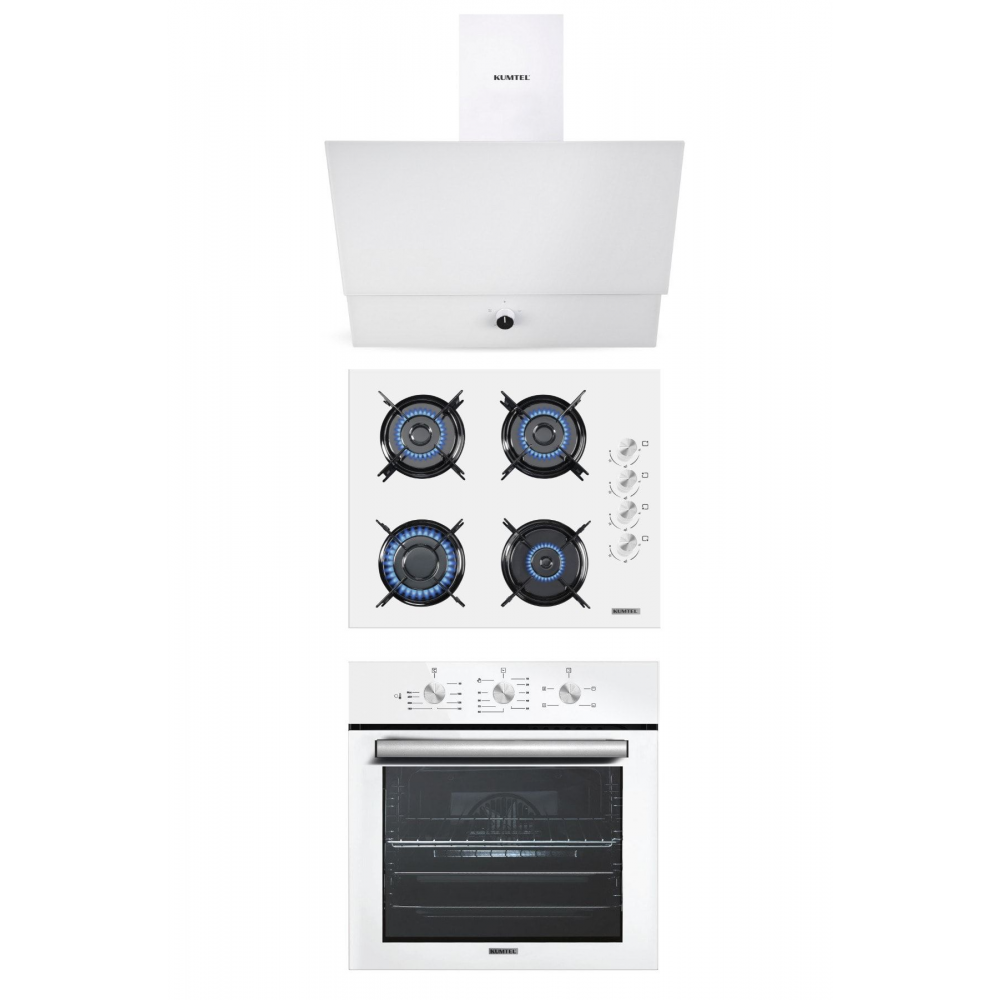 Kristal Beyaz Cam Ankastre Set