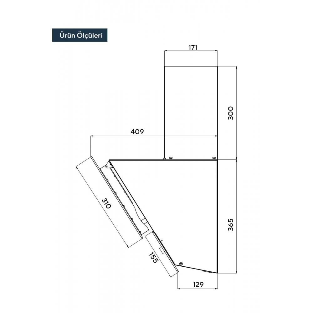 DA6-830 Duvar Tipi Cam Davlumbaz - Siyah