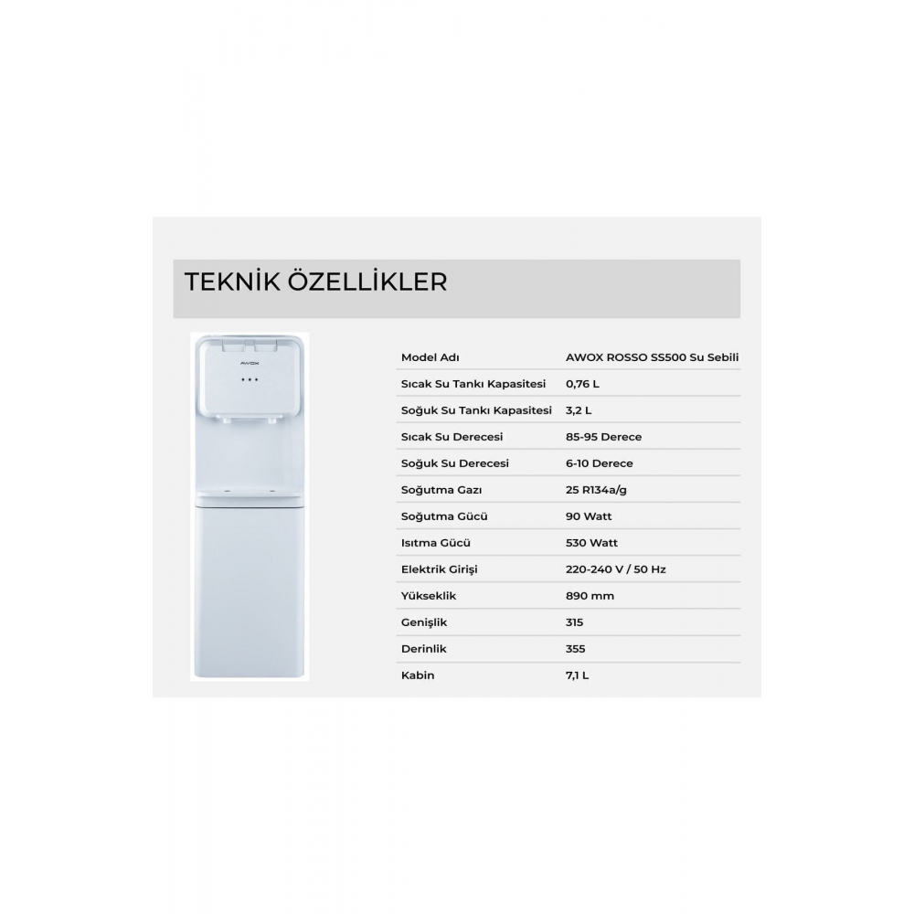 AWOX Rosso SS500 Sıcak Soğuk Su Sebili