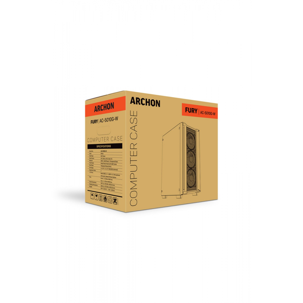 Fury 4x120mm Fanlı Mesh Panel Pro Gaming Oyuncu Bilgisayar Kasası Beyaz