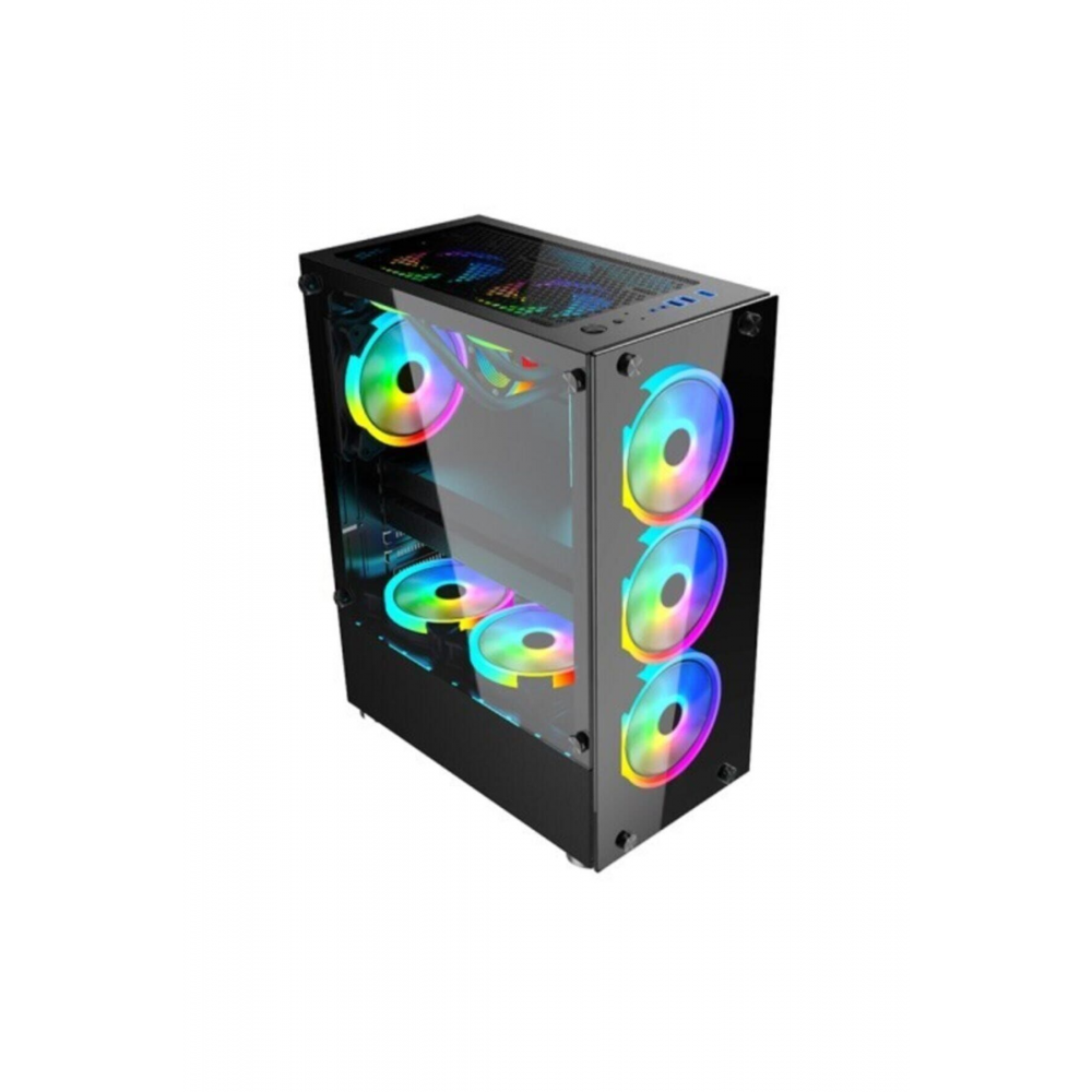 Glass 6x120mm Rainbow Fanlı Oyuncu Bilgisayar Kasası