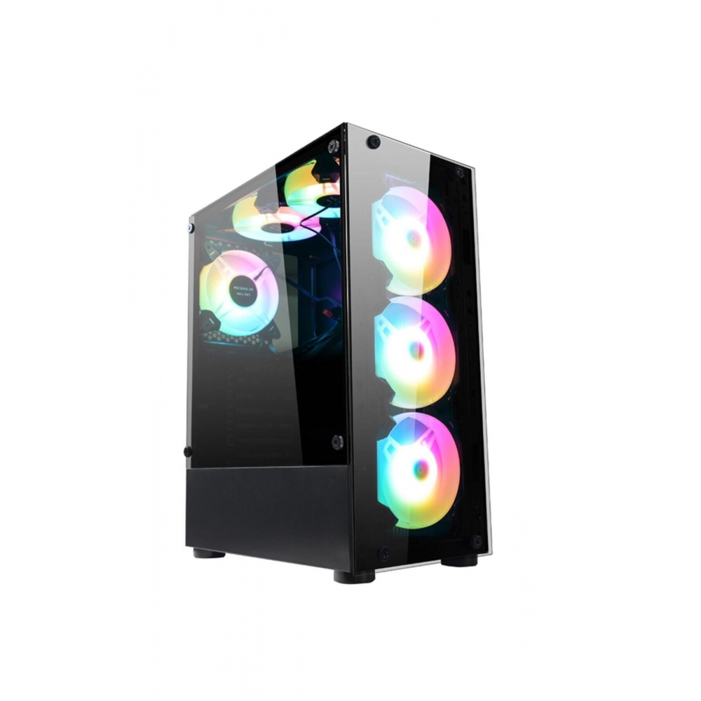 Glass 6x120mm Rainbow Fanlı Oyuncu Bilgisayar Kasası