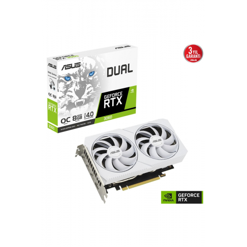 Dual Geforce Rtx 3060 White Oc Dual-rtx3060-o8g-whıte 8gb Gddr6 128bit Dx12 Gaming (oyuncu) Ekr