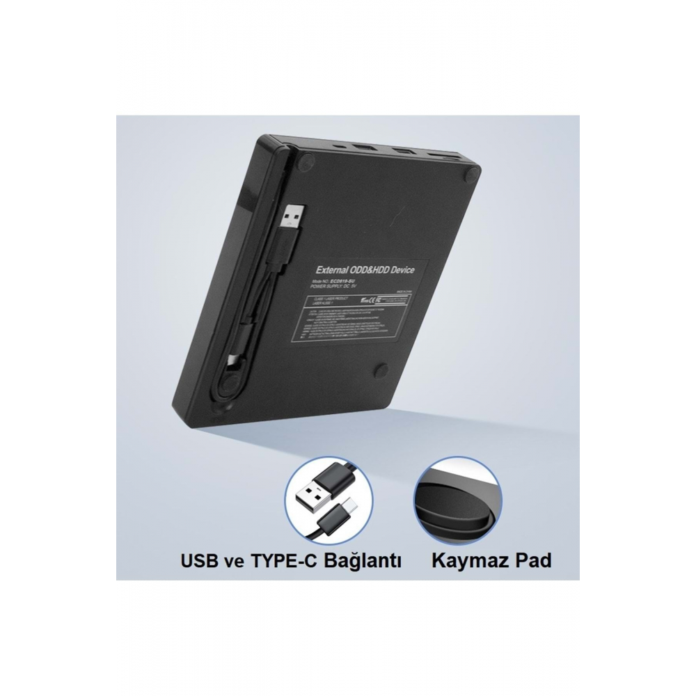 Harici Dvd-rw Usb 3.0 +sd Tf Kart Okuyucu +3.0 Usb Hub