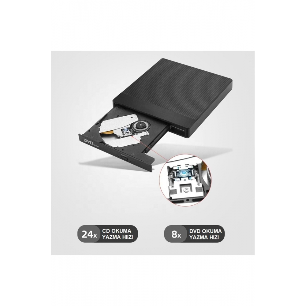Harici Dvd-rw Usb 3.0 +sd Tf Kart Okuyucu +3.0 Usb Hub