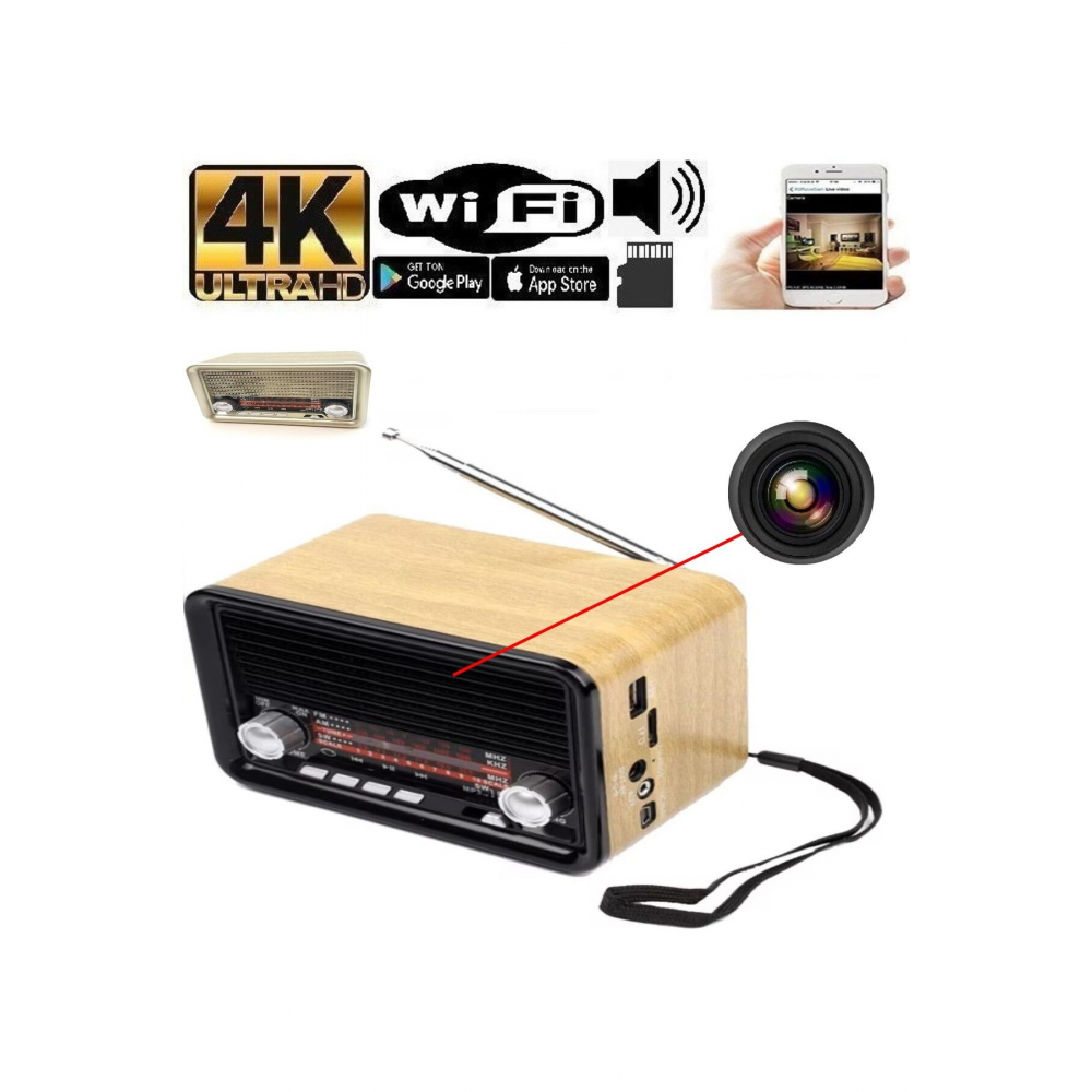 4k Radyo Gizli Wifi Kamera Kesintisiz Canlı Izleme Ve Kayıt