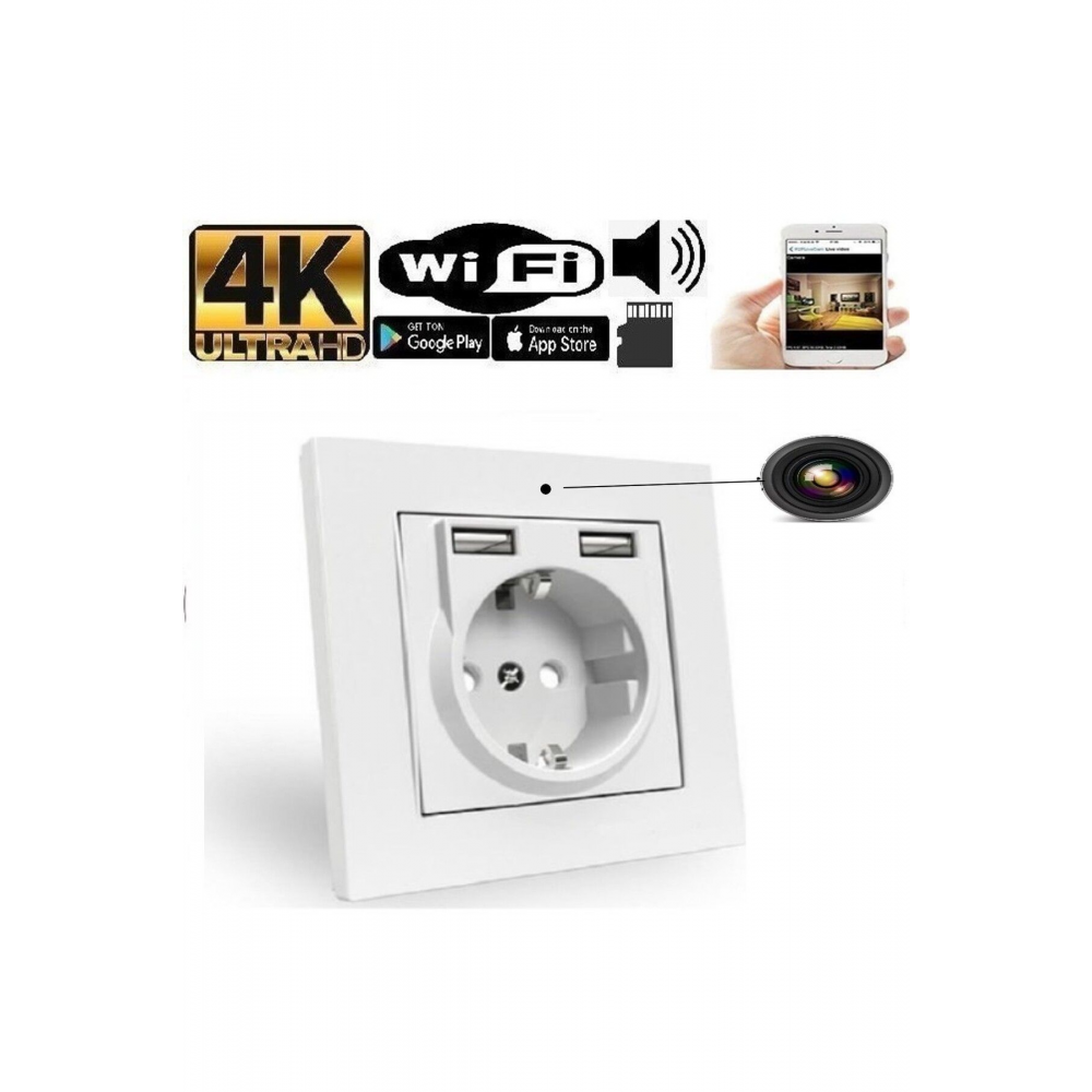 4k Usbli Duvar Prizi Wif Gizli Video Kamera 7/24 Kesintisiz Canlı Izleme Ve Kayıt