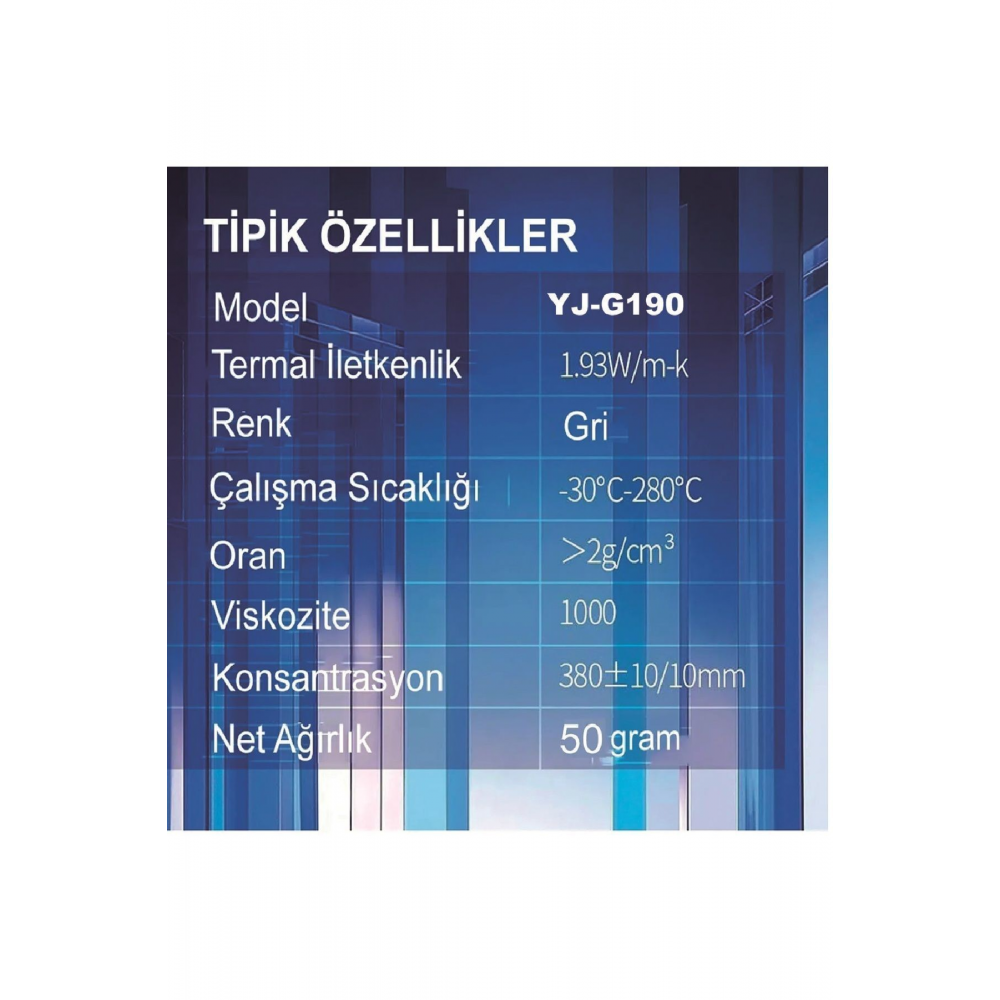 Ultra Büyük Boy Yj-g190 (50GR) 1.93 W/m.k Termal Macun Cpu Soğutma Pastası Cpu Gpu Ps4 Ps3 Pc