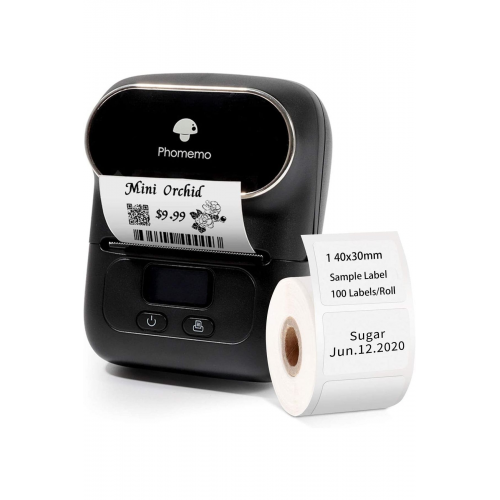 M110 Etiket Yazıcısı Siyah - Barkod, Giyim, Takı, Perakende Için Etiket Makinesi, Android, Ios Ve Pc