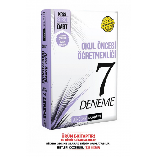 2024 KPSS ÖABT Okul Öncesi Öğretmenliği Tamamı Çözümlü 7 Deneme Hibrit E-Kitap