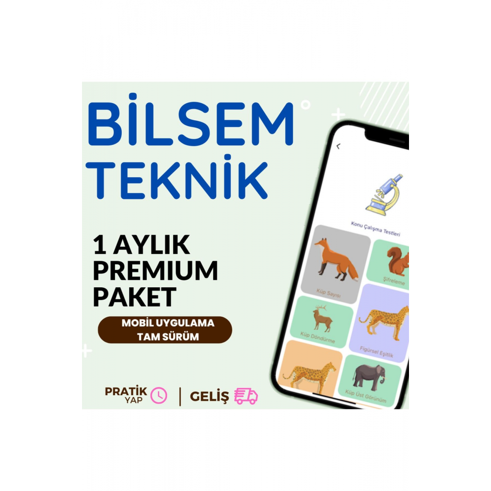 - Bilsem Sınavına Hazırlık Uygulaması - 1 Aylık Premium Paket