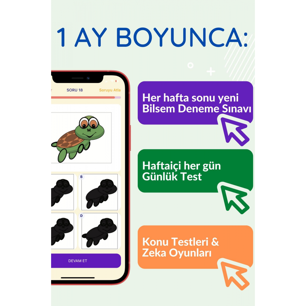 - Bilsem Sınavına Hazırlık Uygulaması - 1 Aylık Premium Paket